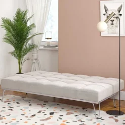 Klappsofa in Hellgrau Samt - Acena^Wohnen Discount