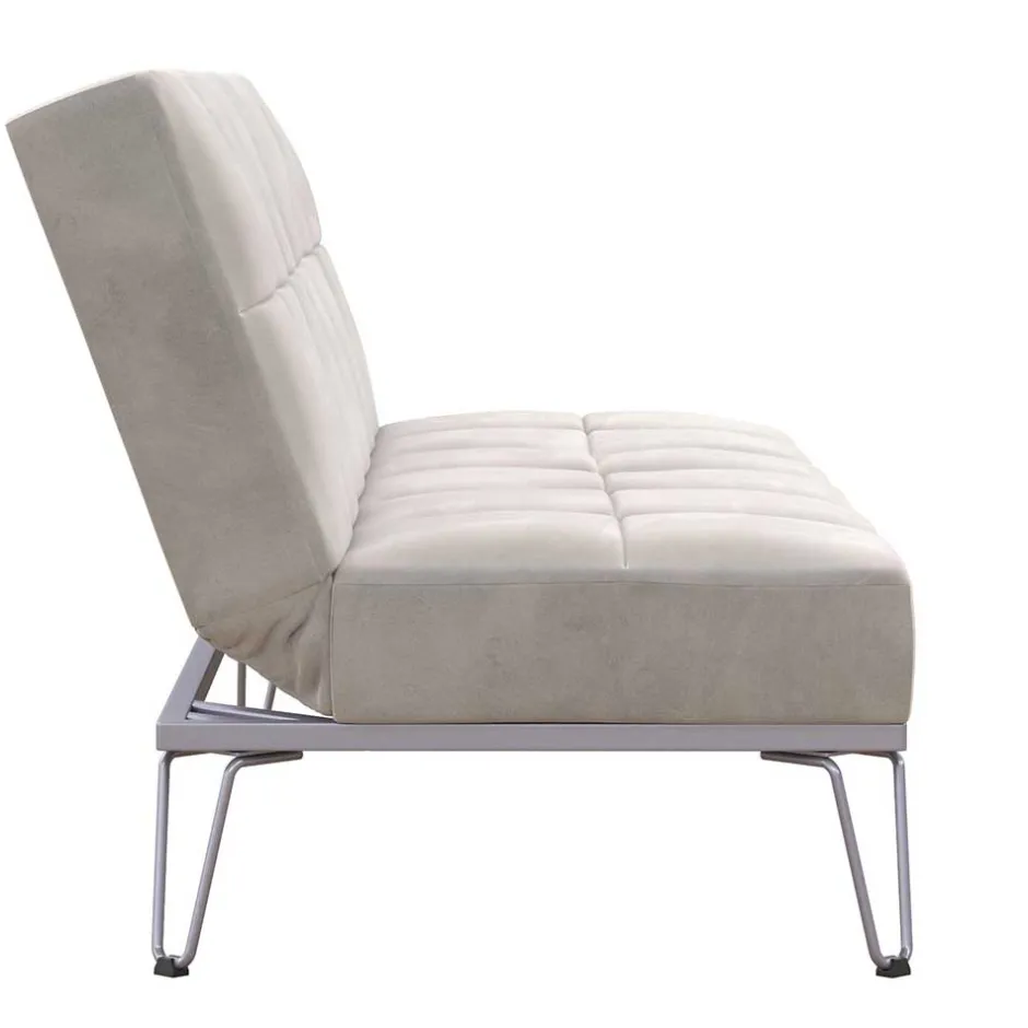 Klappsofa in Hellgrau Samt - Acena^Wohnen Discount