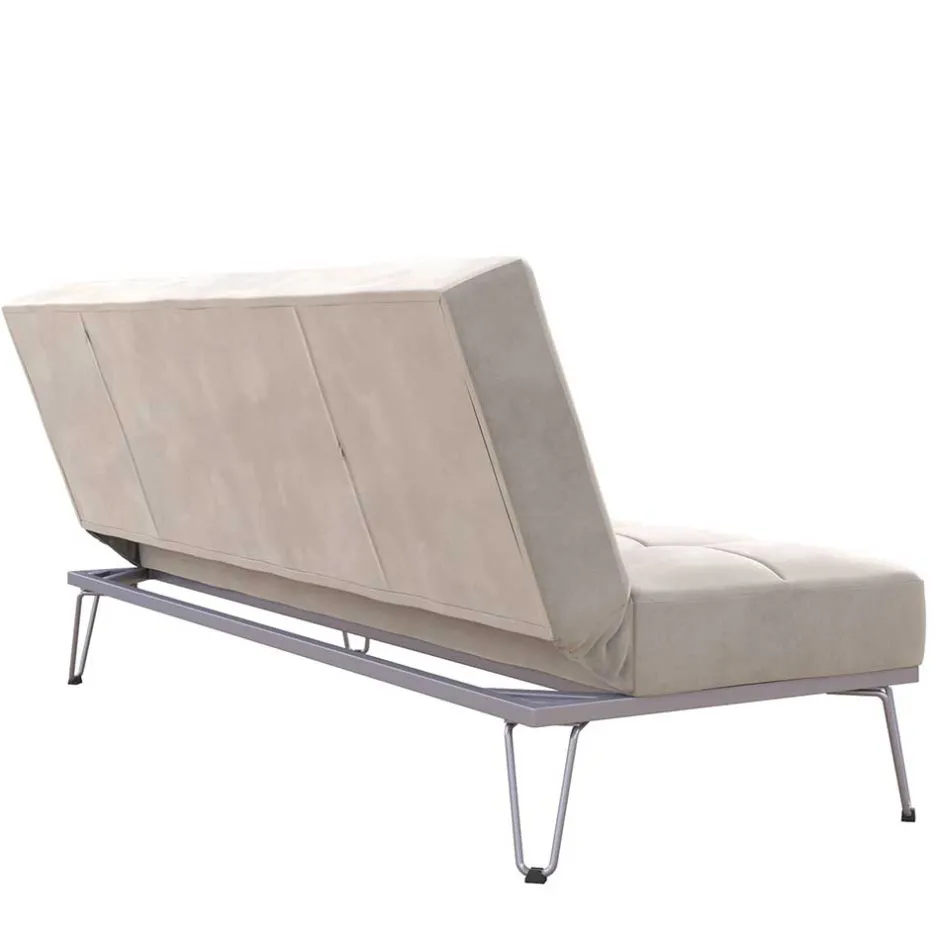 Klappsofa in Hellgrau Samt - Acena^Wohnen Discount