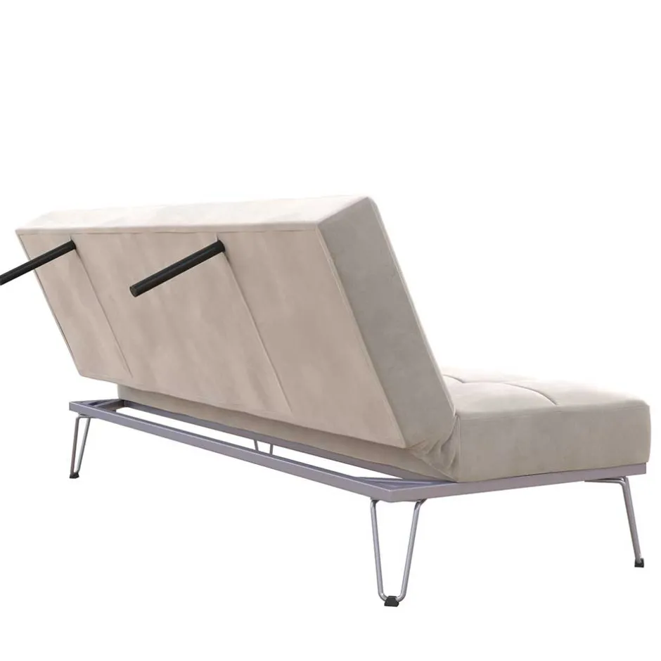 Klappsofa in Hellgrau Samt - Acena^Wohnen Discount