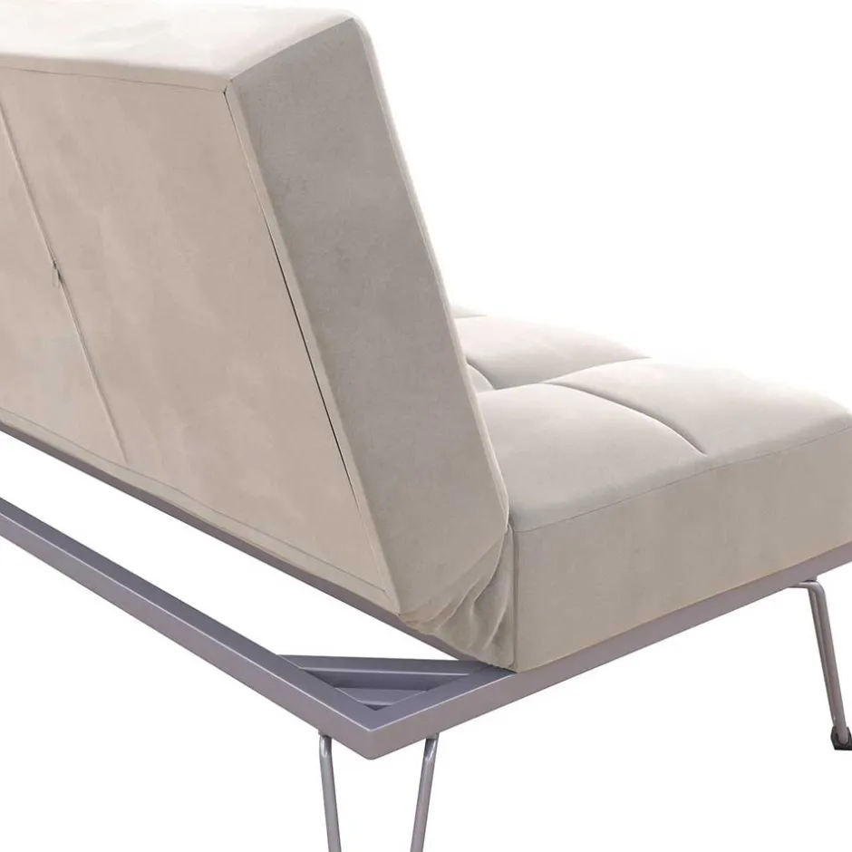 Klappsofa in Hellgrau Samt - Acena^Wohnen Discount