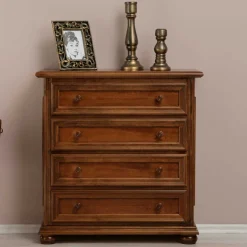 Wohnen Klassisch gestaltete Hochkommode in Walnussfarben - Manicos