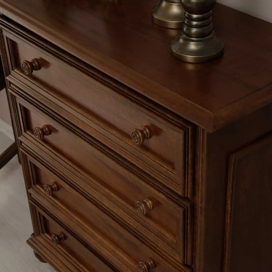 Wohnen Klassisch gestaltete Hochkommode in Walnussfarben - Manicos