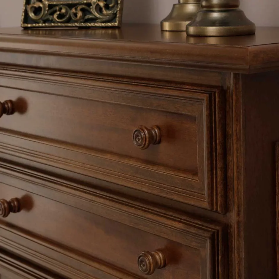 Wohnen Klassisch gestaltete Hochkommode in Walnussfarben - Manicos