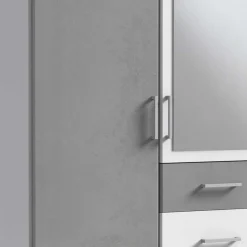 Wohnen Kleiderschrank in Betonoptik Lichtgrau & Weiß - Karimos