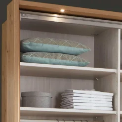 Wohnen Kleiderschrank in Eiche Bianco & Spiegel - Paniola