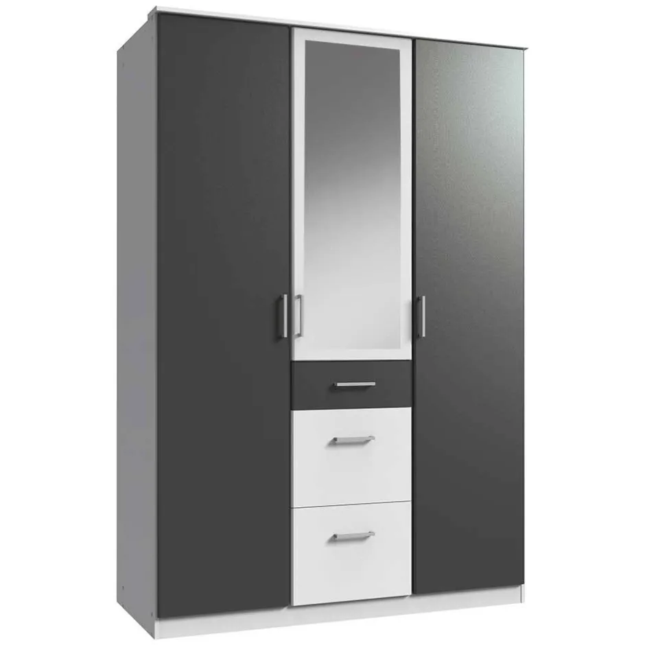 Kleiderschrank in Weiß & Dunkelgrau - Vanila I^Wohnen Online