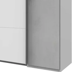 Wohnen Kleiderschrank in Weiß & Lichtgrau Beton Optik - Viganno