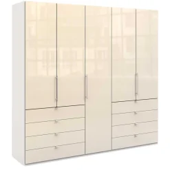 Wohnen Kleiderschrank mit Glasfront in Cremefarben - Zidarie