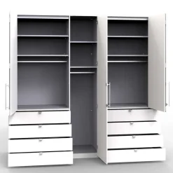 Wohnen Kleiderschrank mit Glasfront in Cremefarben - Zidarie