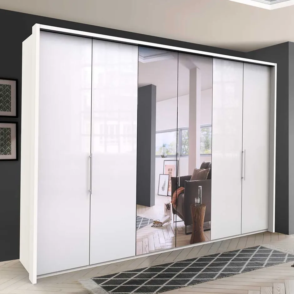 Wohnen Kleiderschrank mit Gleittüren in Weiß - Dolienca