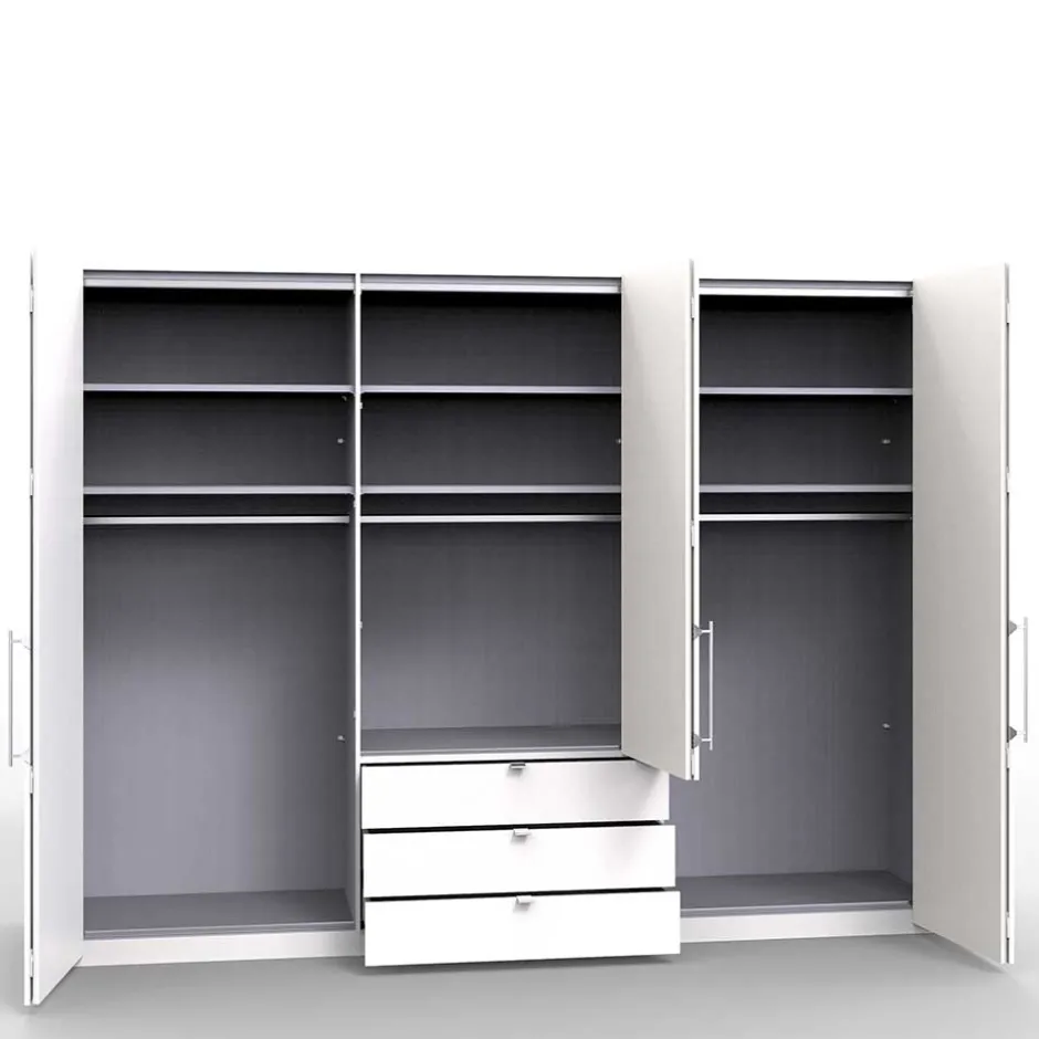 Kleiderschrank mit Schubladen & Falttüren in Creme Glas - Zidarie^Wohnen New