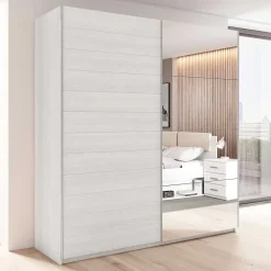 Wohnen Kleiderschrank mit Schwebetüren in Esche Weiß - Pruducia