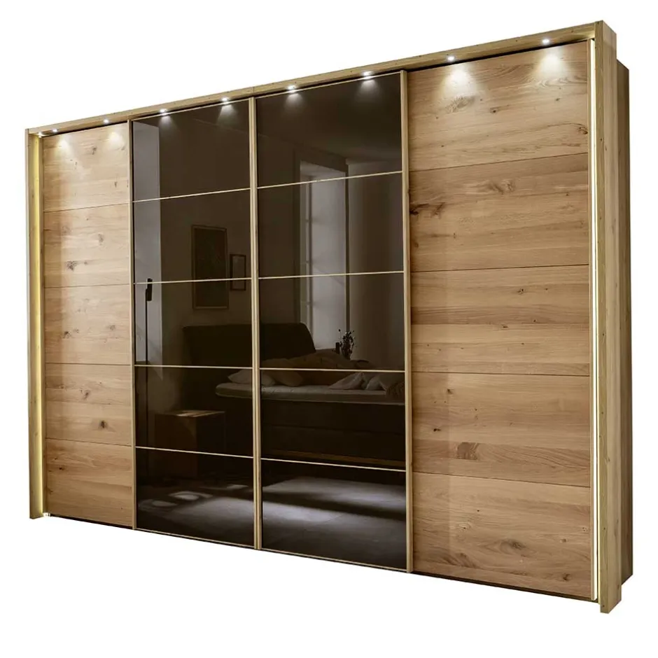 Wohnen Kleiderschrank mit Schwebetüren in Dunkelbraun - Vutonia