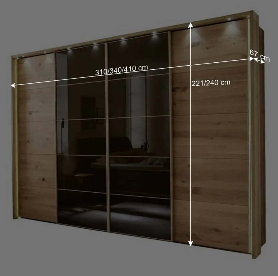 Wohnen Kleiderschrank mit Schwebetüren in Dunkelbraun - Vutonia