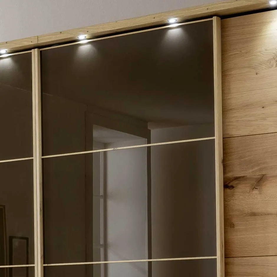 Wohnen Kleiderschrank mit Schwebetüren in Dunkelbraun - Vutonia