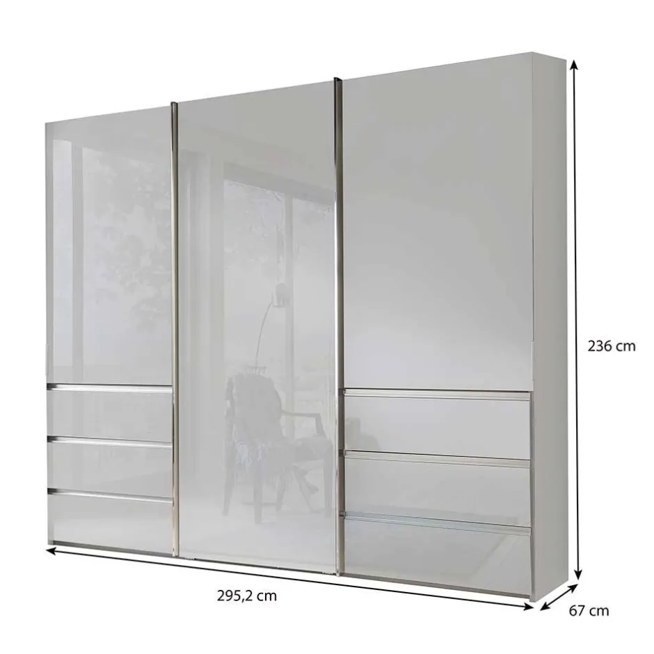 Wohnen Kleiderschrank mit sechs Schubladen und drei Türen - Ectria