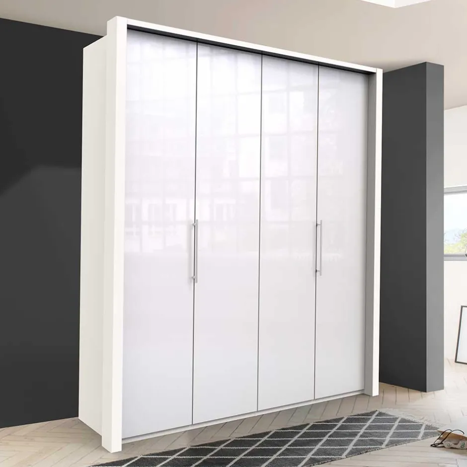 Wohnen Kleiderschrank mit zwei Falttüren in Weiß - Dolienca
