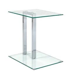 Wohnen Kleiner Glastisch Phildel mit Stahl Gestell Chromfarben