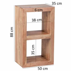 Wohnen Kleines Standregal Vislan aus Holz massiv Akazie natur