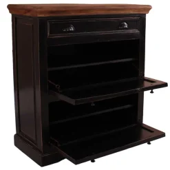 Wohnen Kolonial Schuhschrank in Schwarz & Honig - Kienta