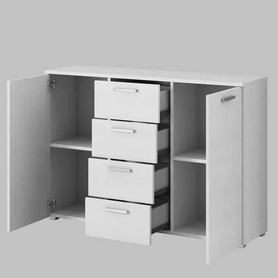 Kombi Kommode in Weiß Esche Dekor - Pruducia^Wohnen