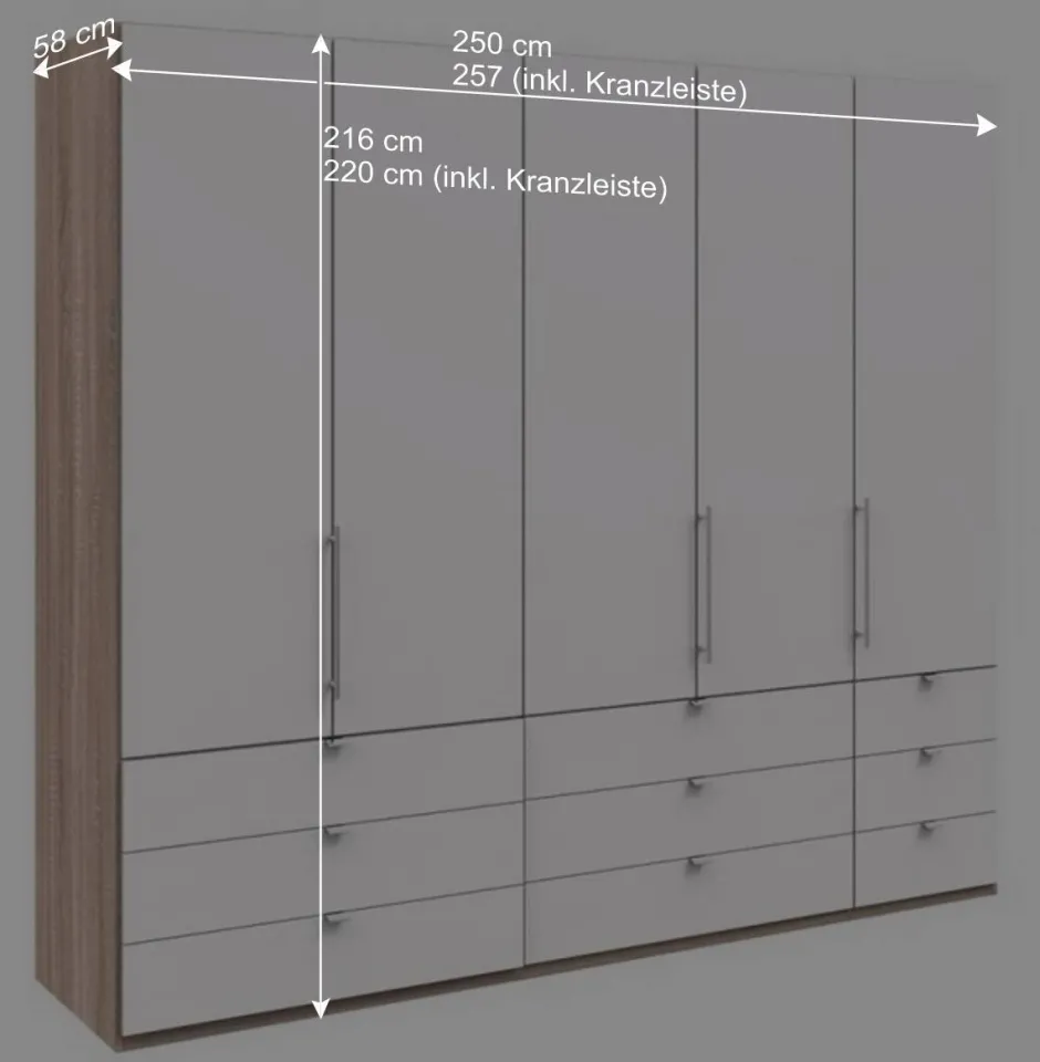 Kombi Schlafzimmerschrank mit neun Schubladen - Vaclyn^Wohnen Clearance