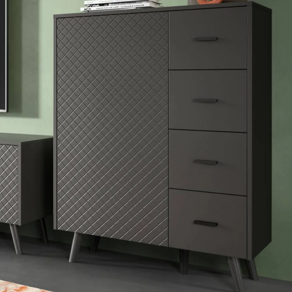 Wohnen Kombi-Highboard in Mattgrau - Natal