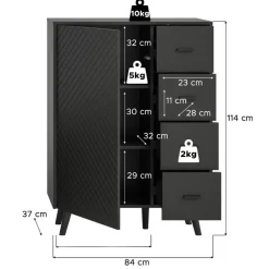Wohnen Kombi-Highboard in Mattgrau - Natal