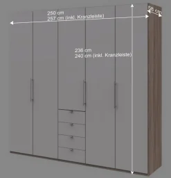 Kombi-Kleiderschrank 3 türig & 4 Schubladen - Vaclyn^Wohnen Discount