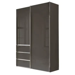 Kombi-Kleiderschrank in Braun Glasfront - 165 cm - Preema^Wohnen Discount