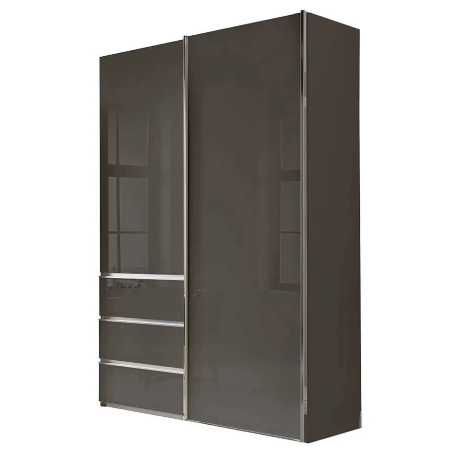 Kombi-Kleiderschrank in Braun Glasfront - 165 cm - Preema^Wohnen Discount