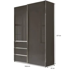 Kombi-Kleiderschrank in Braun Glasfront - 165 cm - Preema^Wohnen Discount