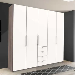Wohnen Kombi-Kleiderschrank mit 2 Falttüren & Tür - Tivierto
