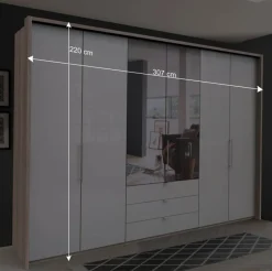 Wohnen Kombi-Kleiderschrank mit Spiegel-Falttür - Bosays II