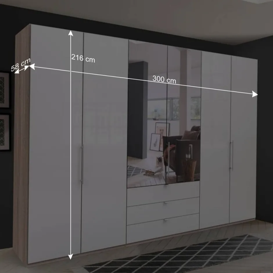 Wohnen Kombi-Kleiderschrank mit Spiegel-Falttür - Bosays II