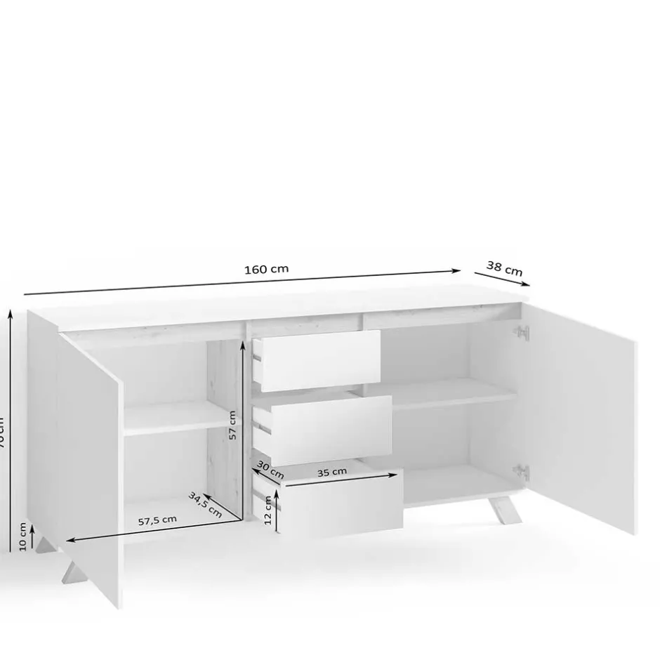 Kombi-Kommode in Weiß und Wildeiche - Cady^Wohnen Discount