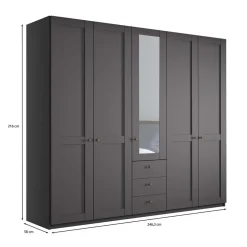 Wohnen Kombi-Schlafzimmerschrank in Dunkelgrau - Mataram