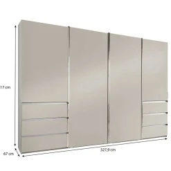 Wohnen Kombi-Schwebetürenschrank in Champagner - Eusebia