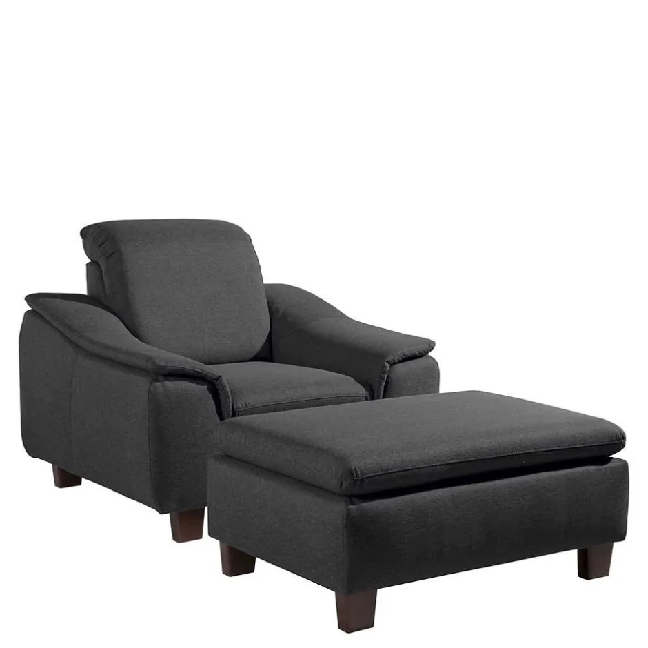 Wohnen Komfortsessel in Dunkelgrau und Nussbaum - Pelago