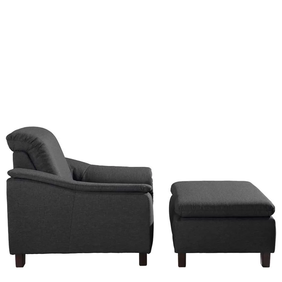 Wohnen Komfortsessel in Dunkelgrau und Nussbaum - Pelago