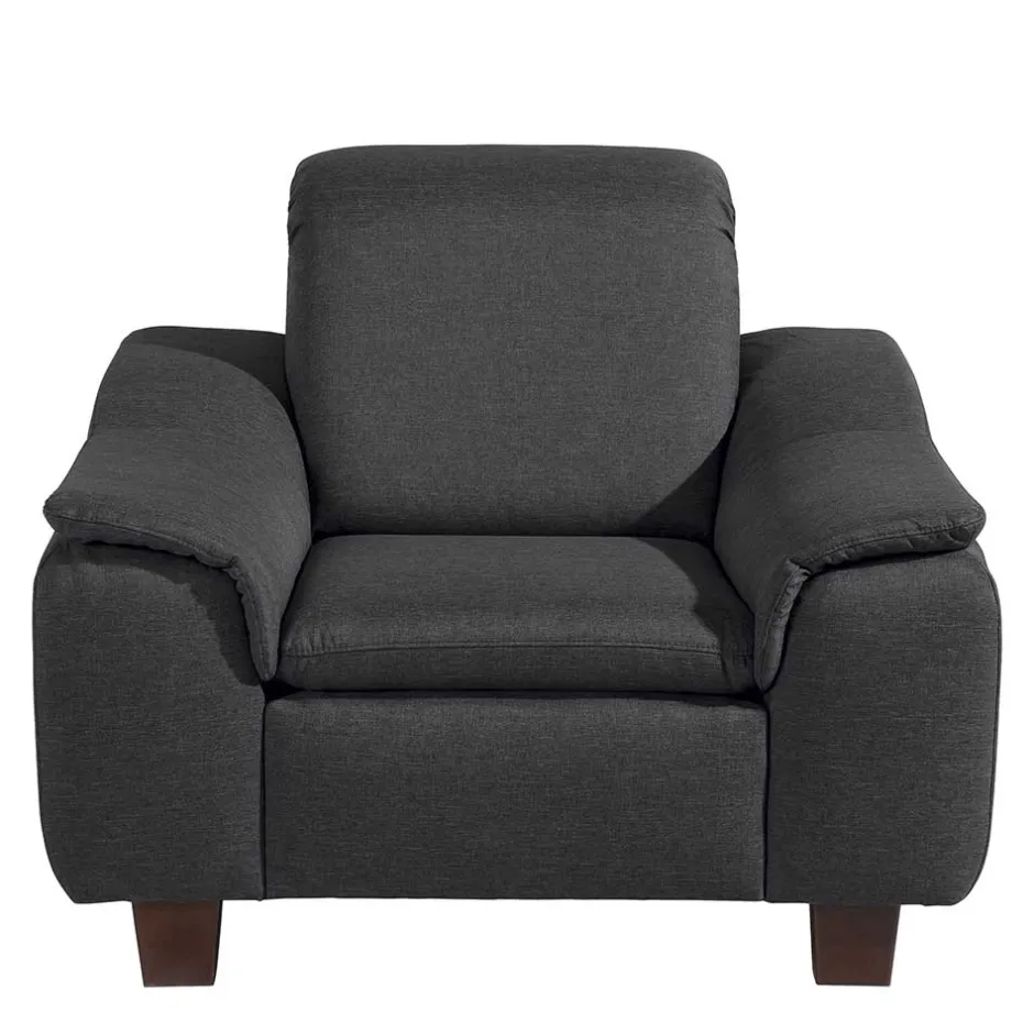 Wohnen Komfortsessel in Dunkelgrau und Nussbaum - Pelago