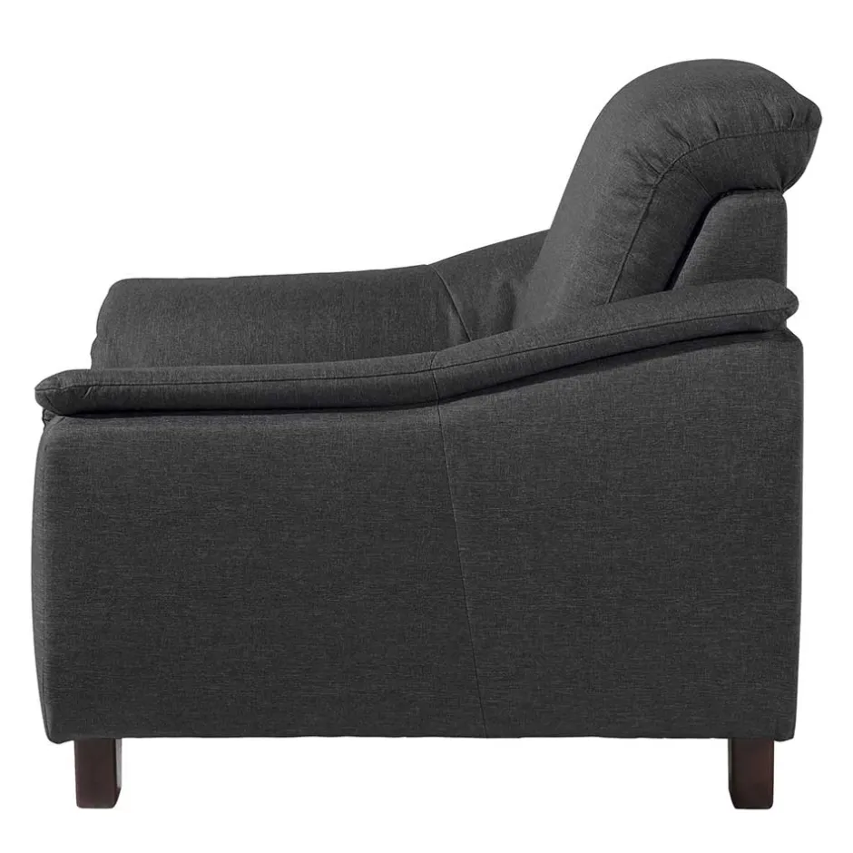 Wohnen Komfortsessel in Dunkelgrau und Nussbaum - Pelago