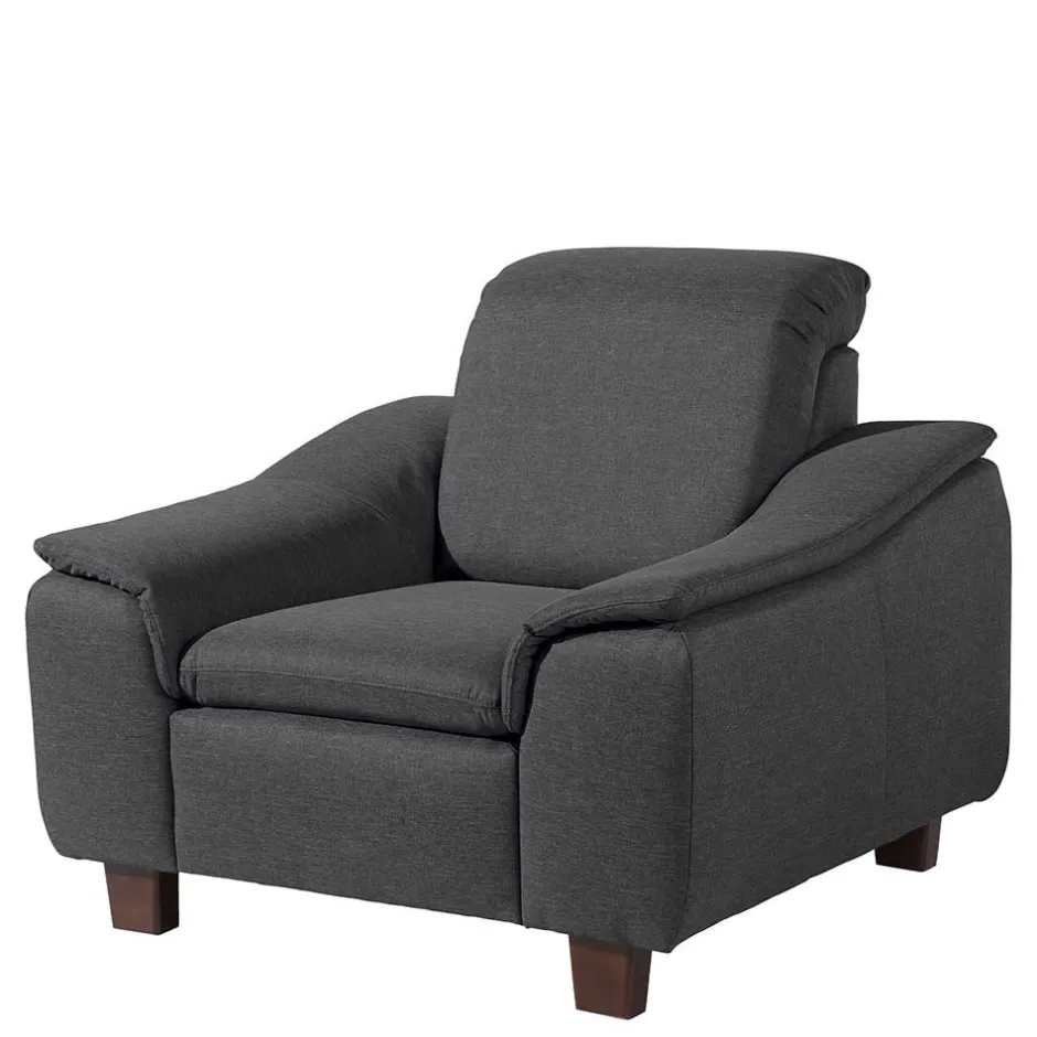 Wohnen Komfortsessel in Dunkelgrau und Nussbaum - Pelago