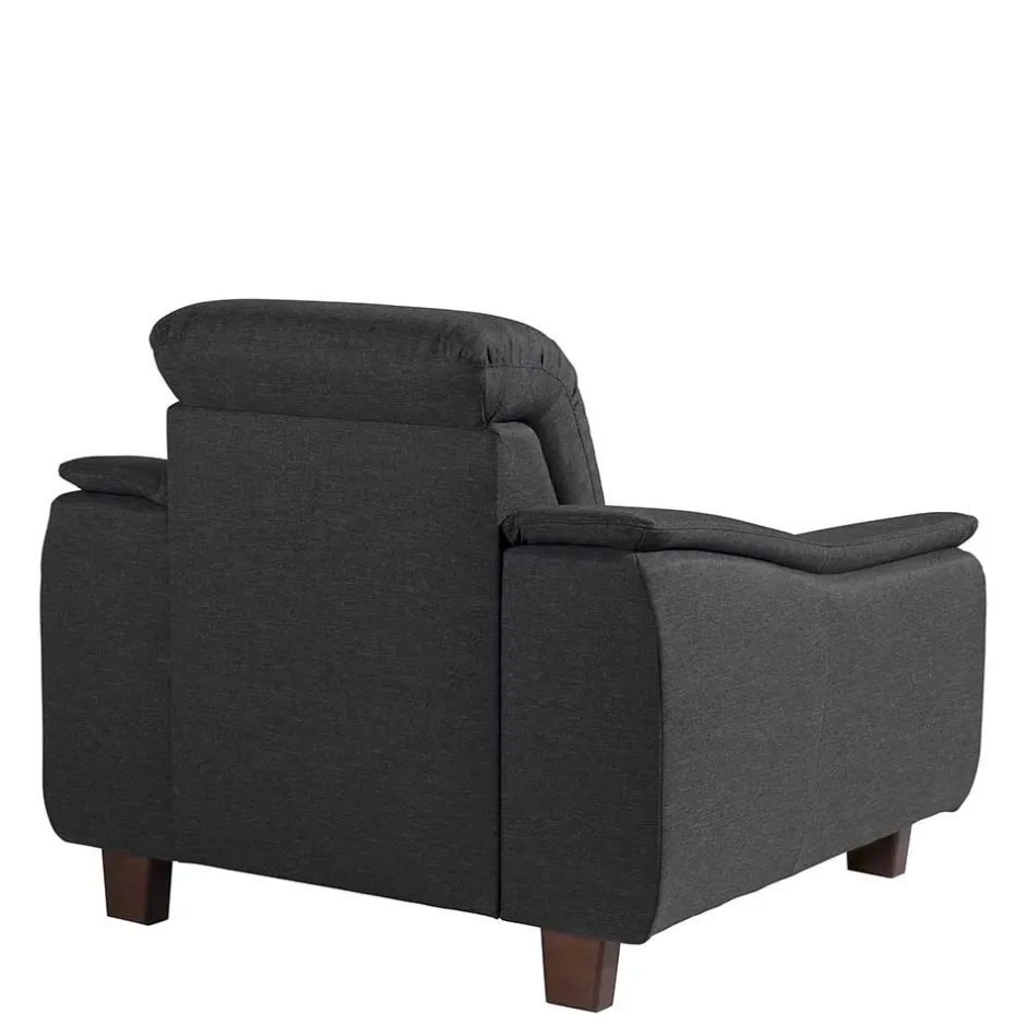 Wohnen Komfortsessel in Dunkelgrau und Nussbaum - Pelago