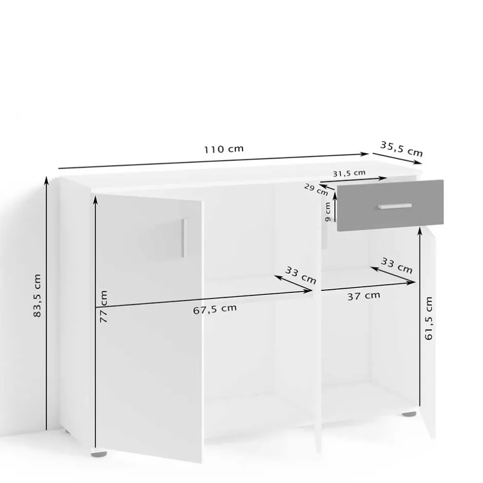 Wohnen Kommode in Anthrazit & Altholz Optik - Vlatu