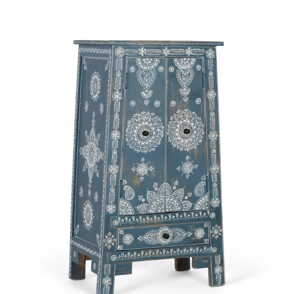 Wohnen Kommode in Blau mit weißer Bemalung - Fleet