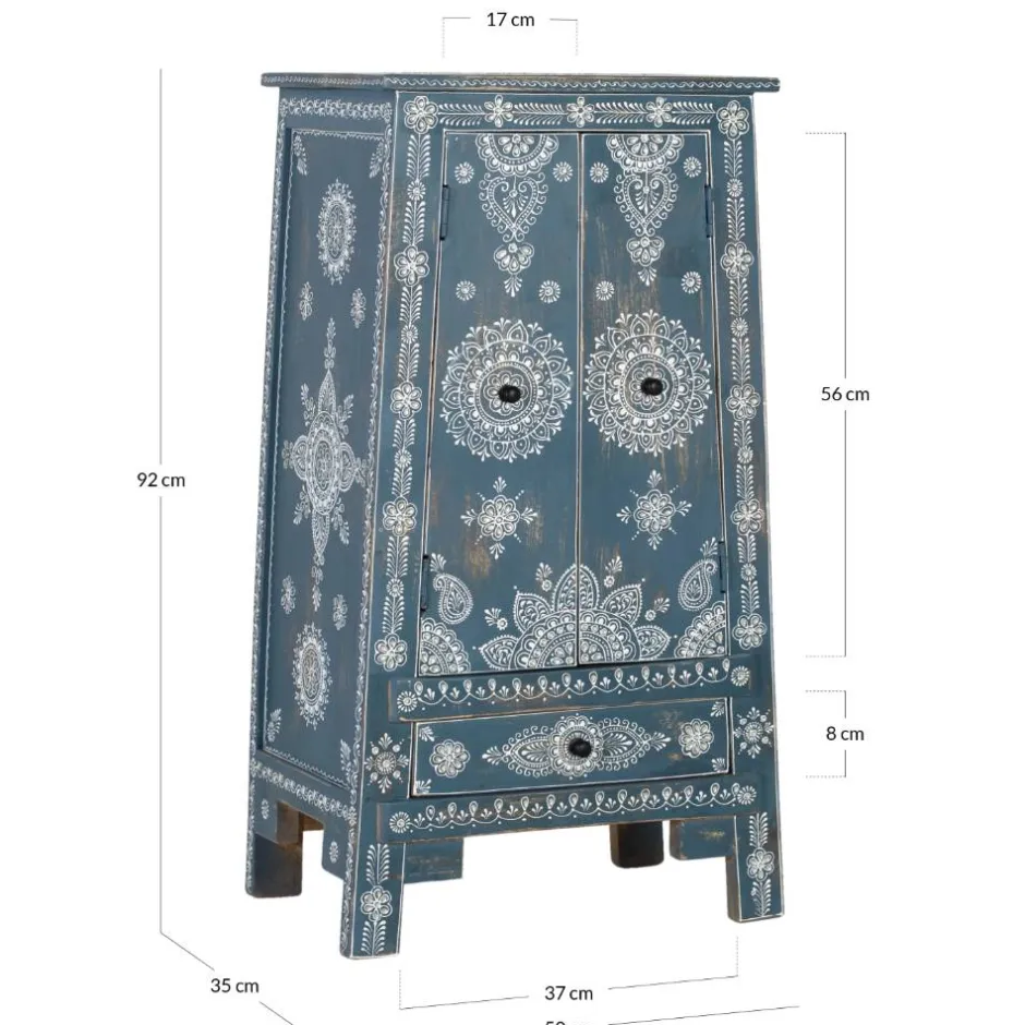 Wohnen Kommode in Blau mit weißer Bemalung - Fleet