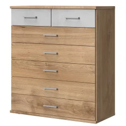 Wohnen Kommode in Eiche & Hellgrau - Anca