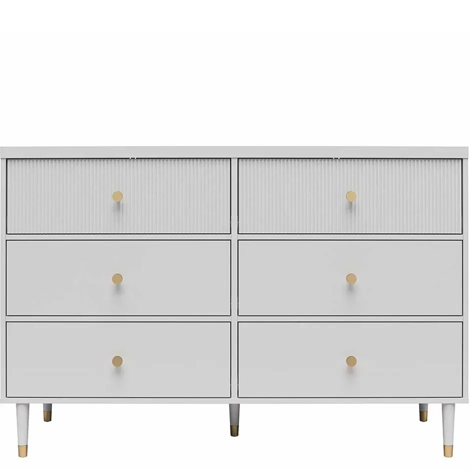 Wohnen Kommode in Hellgrau mit Gold - Imano